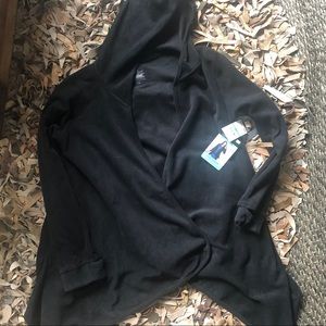 NWTCuddl Duds open front fleece hoodie in black